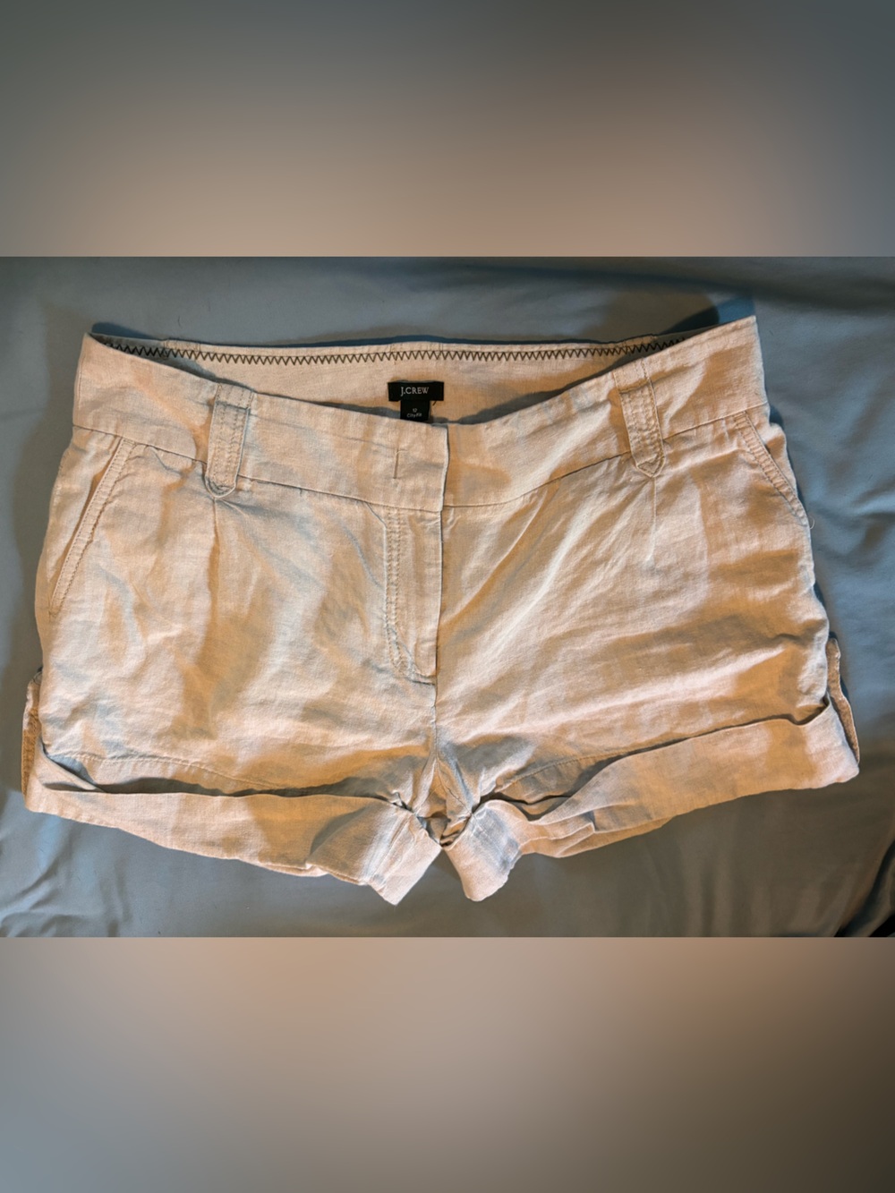 J. Crew Beige Tie-Front Linen Shorts Size 12 City Fit